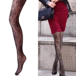 Fishnet Pantyhose Tights Black Small Hole NWT